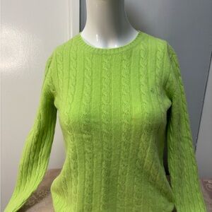 Lime Green Cable Knit Sweater Cashmere Ralph Lauren